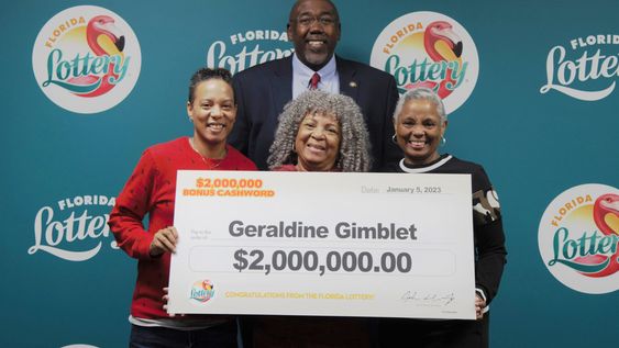 Gerladine Gimblet with her relatives celebrating her lottery win in Florida.