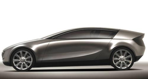 concept car - The Mazda Senku concept car, making its Chinese premiere, features a cutting-edge powertrain and oversize, electrically operated flying-wing doors--but don't call it a DeLorean. The gasoline-powered rotary engine is complemented by a hybrid electric unit, and solar panels provide recharging for the batteries. The name 'Senku' is a Japanese term that means 'pioneer,' Mazda says.  Credit: Mazda