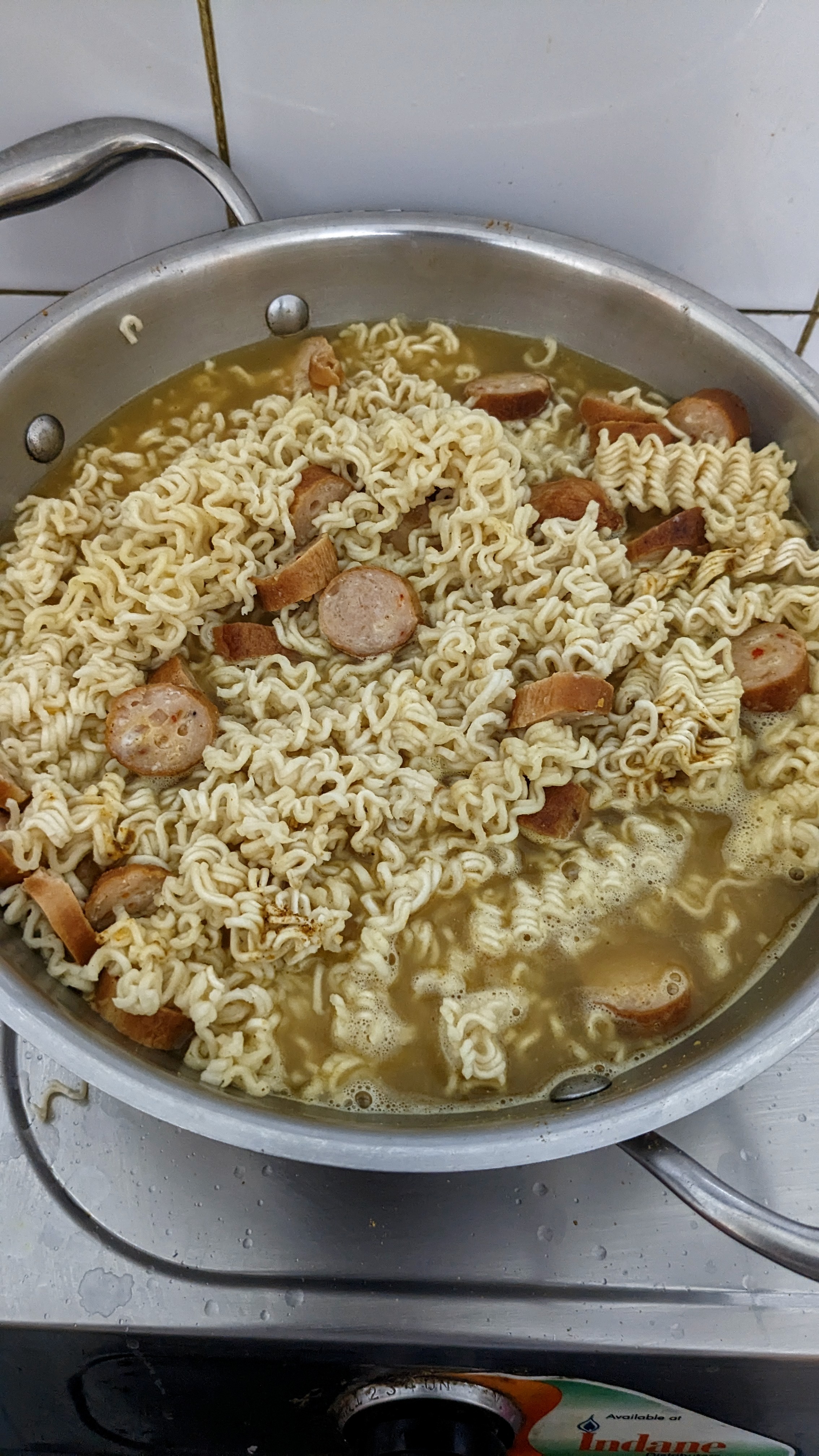 Sausage with noodles. Sausage with noodles.