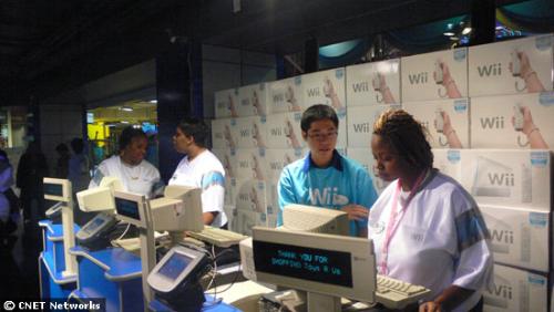 America, Wii - Cashiers gear up for a busy night...and morning.