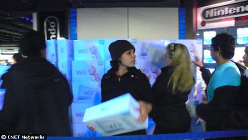 people - They were flying off the shelves, but Nintendo had provided Toys 'R' Us with more than enough Wii units to satisfy the 3,000 people in line.