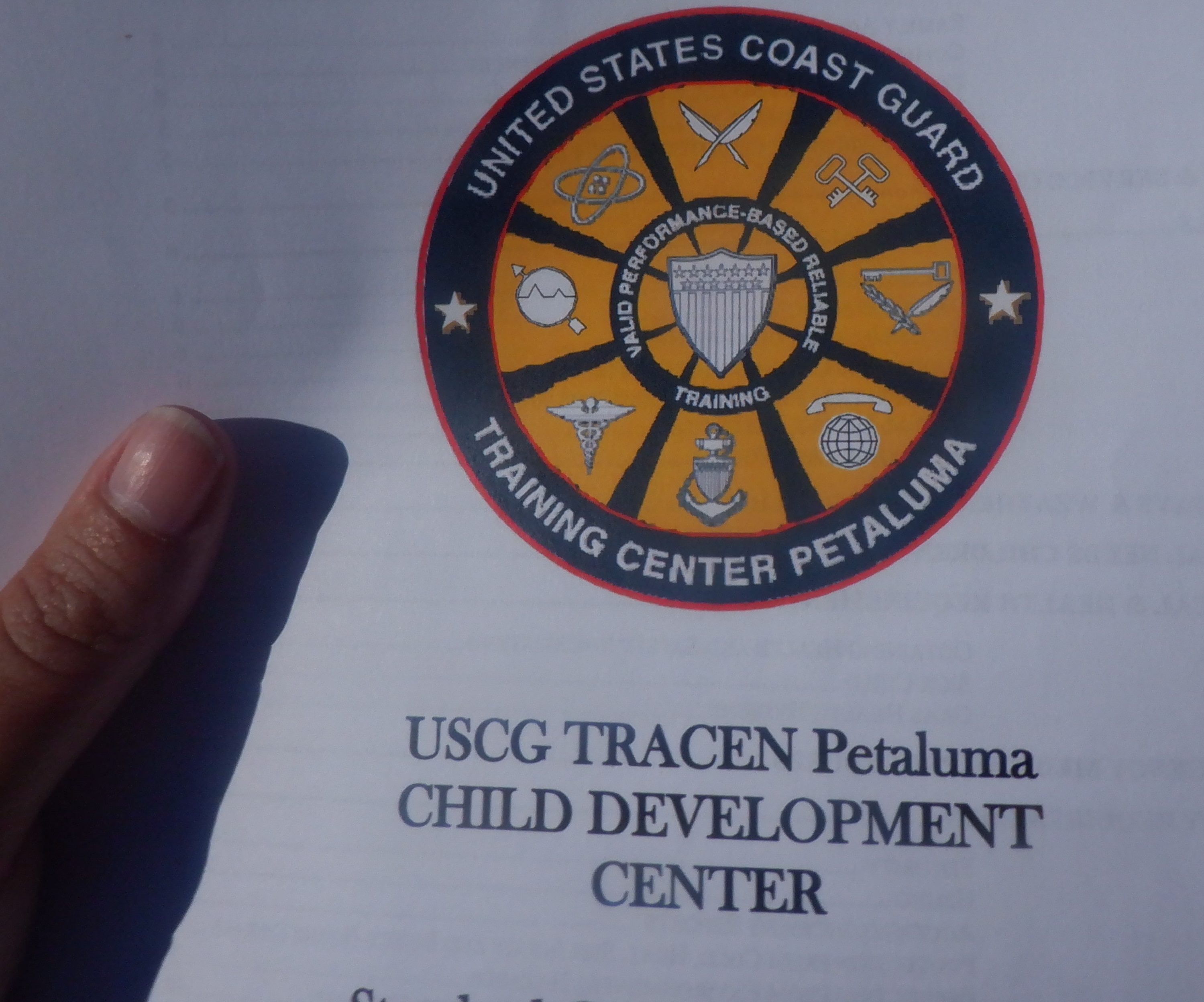 Photo I took of the Coast Guard Child Development Center Handbook Photo I took of the Coast Guard Child Development Center Handbook