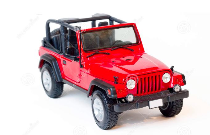 Toy jeep or car or suv or truck on a white background