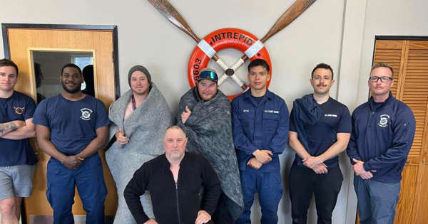 United Coast Guard officials and boaters that they rescued at sea in Oregon United Coast Guard officials and boaters that they rescued at sea in Oregon