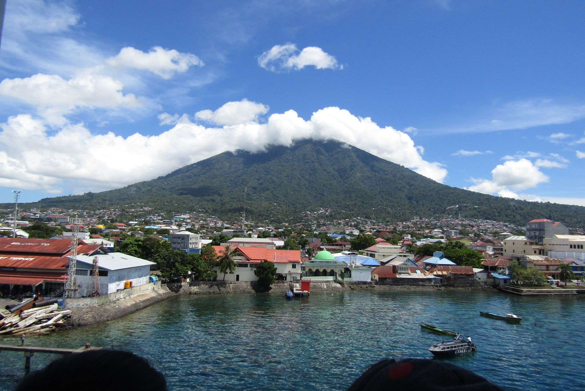 Gamalama mountain in Ternate City