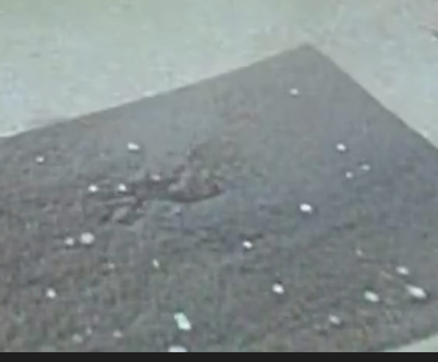 Oh, hail! Screen grab from my front door Ring camera. Oh, hail! Screen grab from my front door Ring camera.