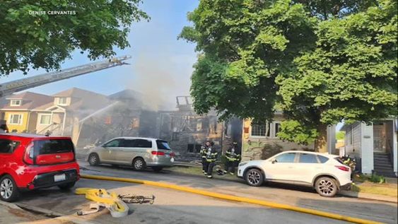 Image of a house fire in Berwyn Illinois on Saturday 