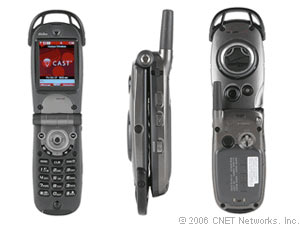 Mobile - If Aquaman or Superman ever needed a cell phone to keep in touch with the other members of the Justice League, Verizon Wireless's new G'zOne Type-V would be the perfect handset. Rugged, strong, and waterproof, the Type-V is well suited to the superhero lifestyle. Aquaman could take it underwater (albeit one meter), while Superman could use it while battling villains in the most extreme environments. It's not the prettiest phone around, but like a superhero, it's built to take a lot of blows. Look out Nextel, Verizon is coming after you. The feature set packs a wallop as well, with support for EV-DO networks, a 2-megapixel camera, and a speakerphone, though curiously, Bluetooth and a music player are absent. The Type-V costs a hefty $300 with a two-year contract. Though the phone is made by Casio, it's marketed by UTStarcom.  Despite its rather ugly-duckling appearance, the Type-V is a welcome change after the seemingly endless parade of thin, pretty phones we've endured over the last year. With a common silver color scheme, an external antenna, and a bulbous exterior display, it makes zero effort to be trendy, which is a good thing. It's also one of the biggest (4.1x2.0x1.1 inches) and heaviest (5.3 ounces) phones we've seen in a long time. It's better worn on a belt clip than in a pocket, but its bulk is hardly a negative; in fact, it contributes to the phone's exceptional durability. The Type-V feels quite solid in the hand and is comfortable to hold while talking.