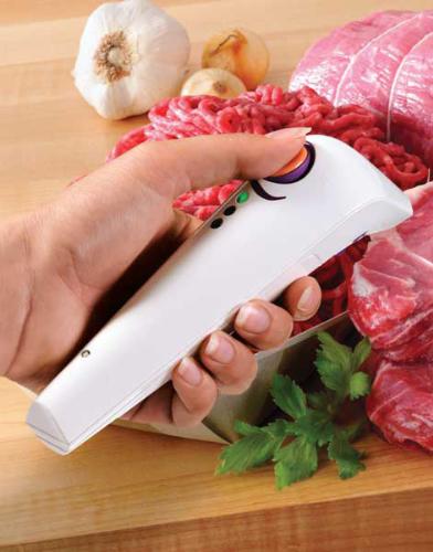 kitchen,  - Let's face it. Not everybody sees the holidays as a time when they can let their culinary creativities shine. On the contrary, stepping into the kitchen is a veritable deathtrap, rife with potential for disaster. For those who have a touch of paranoia when it comes to raw meat, let the SensorfreshQ set your mind at ease. The handheld device determines food's safety by measuring the bacterial activity of uncooked meat and poultry. A green LED indicates that food is ready for cooking; yellow means it's still ok, but only for another day; a red light means it may be time to trash the unsavory meat and retreat to the safety of boxed macaroni and cheese.