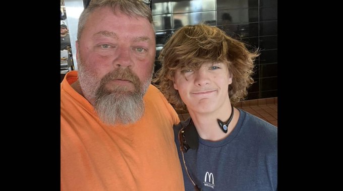 Jason Mossier (L) with McDonald's employee Hayden in Virginia Jason Mossier (L) with McDonald's employee Hayden in Virginia