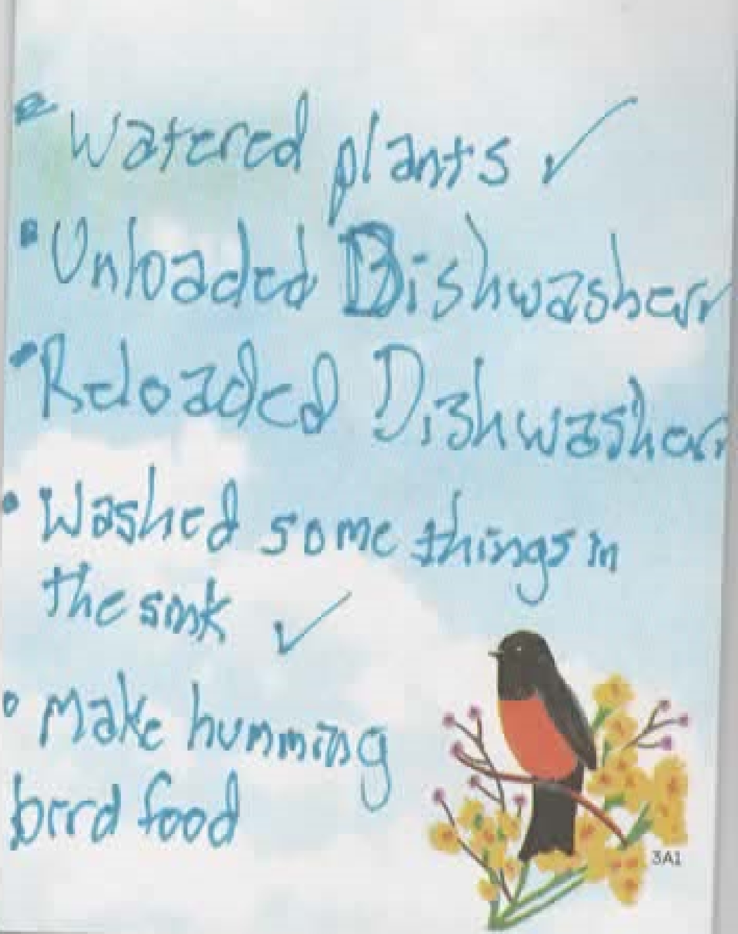 To do list that I scanned
