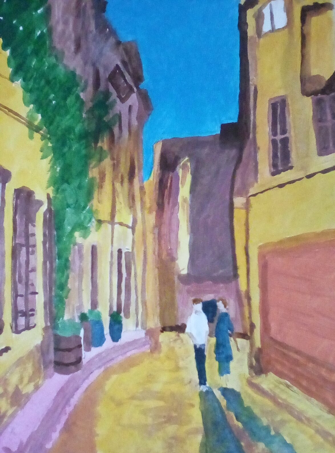 Street Scene in Provence, acrylics. Street Scene in Provence, acrylics.