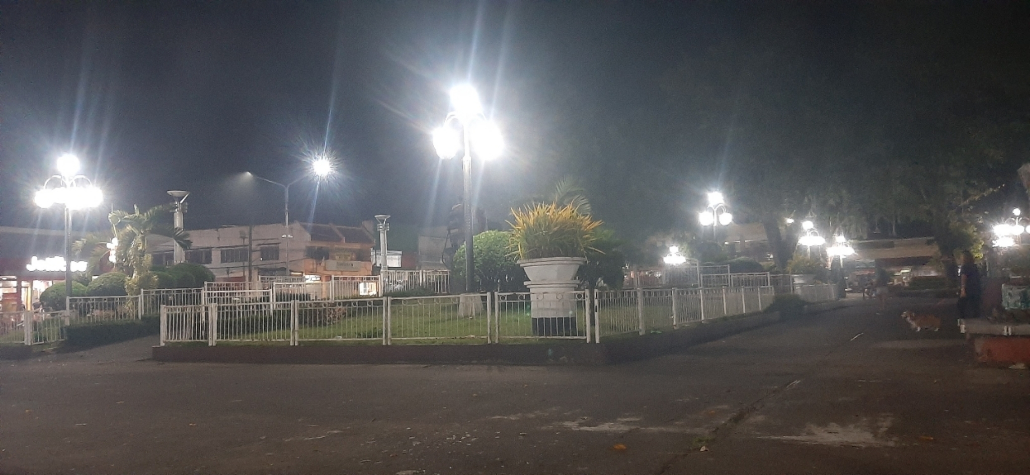 Public plaza by night 