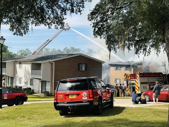 Fireighters in Tallahassee Florida putting out a fire on Monday