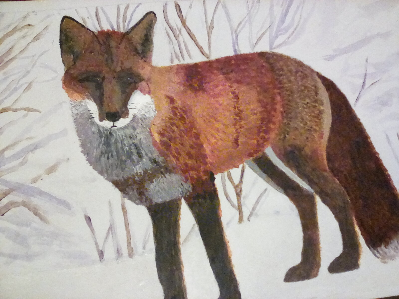 The finished fox painting. The finished fox painting.