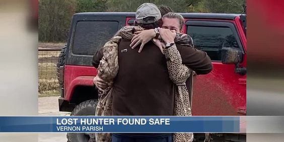 A male hunter reunites with his family in Vernon Parish on Saturday A male hunter reunites with his family in Vernon Parish on Saturday