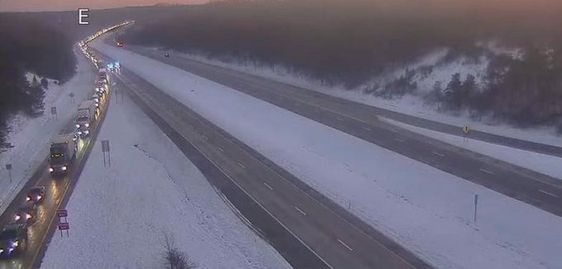 Traffic on an interstate in Ohio being detoured.