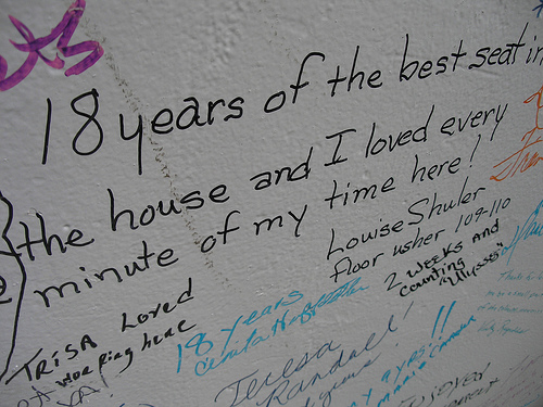 Charlotte Coliseum pt. 14 - It's easy to forget this was also someone's workplace. One wall read like a yearbook of people whose livlihoods were here.