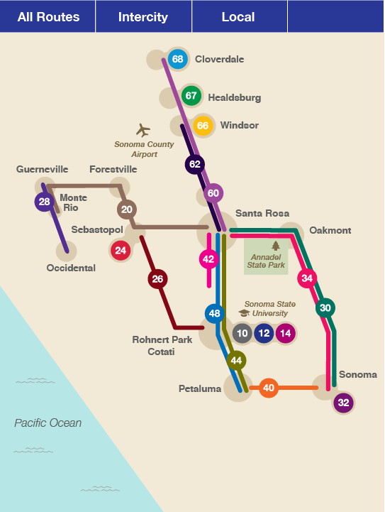 Transit map of Sonoma County Transit map of Sonoma County