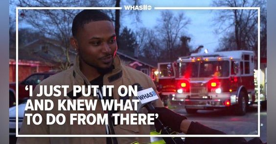 Former firefighter Jacolby Barnes rescues a person in a burning building in Kentucky Former firefighter Jacolby Barnes rescues a person in a burning building in Kentucky