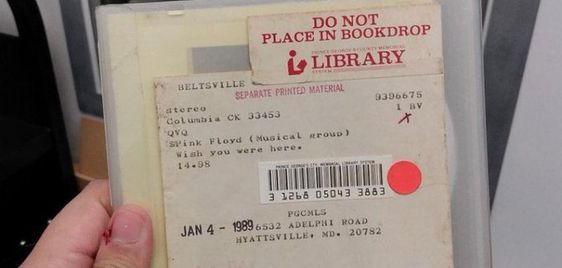 Copy of a Pink Floyd CD returned to a library in Maryland