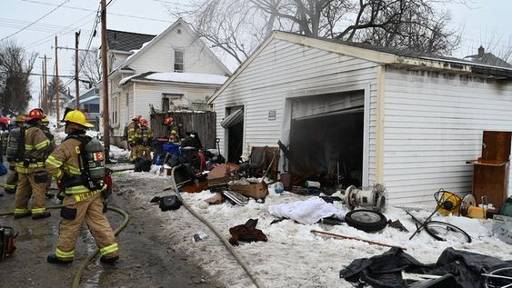 A garage that caught fire in Cedar Rapids on Thursday