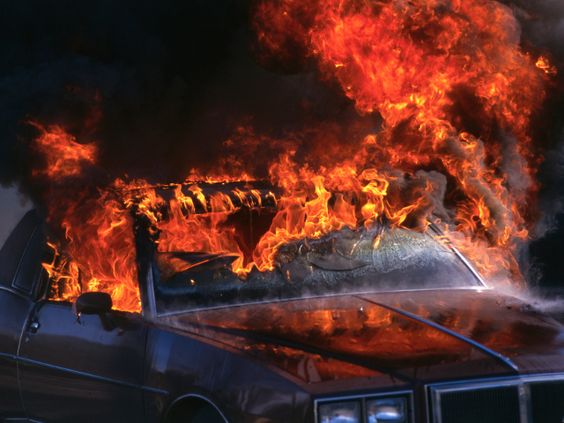 Image of a burning vehicle in Baltimore Maryland Image of a burning vehicle in Baltimore Maryland