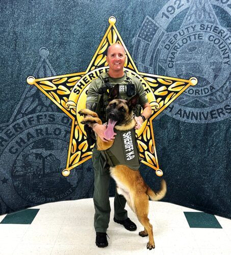 Charlotte County Sheriff's Officer Sergeant Dave Musgrove with his K9 dog partner Charlotte County Sheriff's Officer Sergeant Dave Musgrove with his K9 dog partner