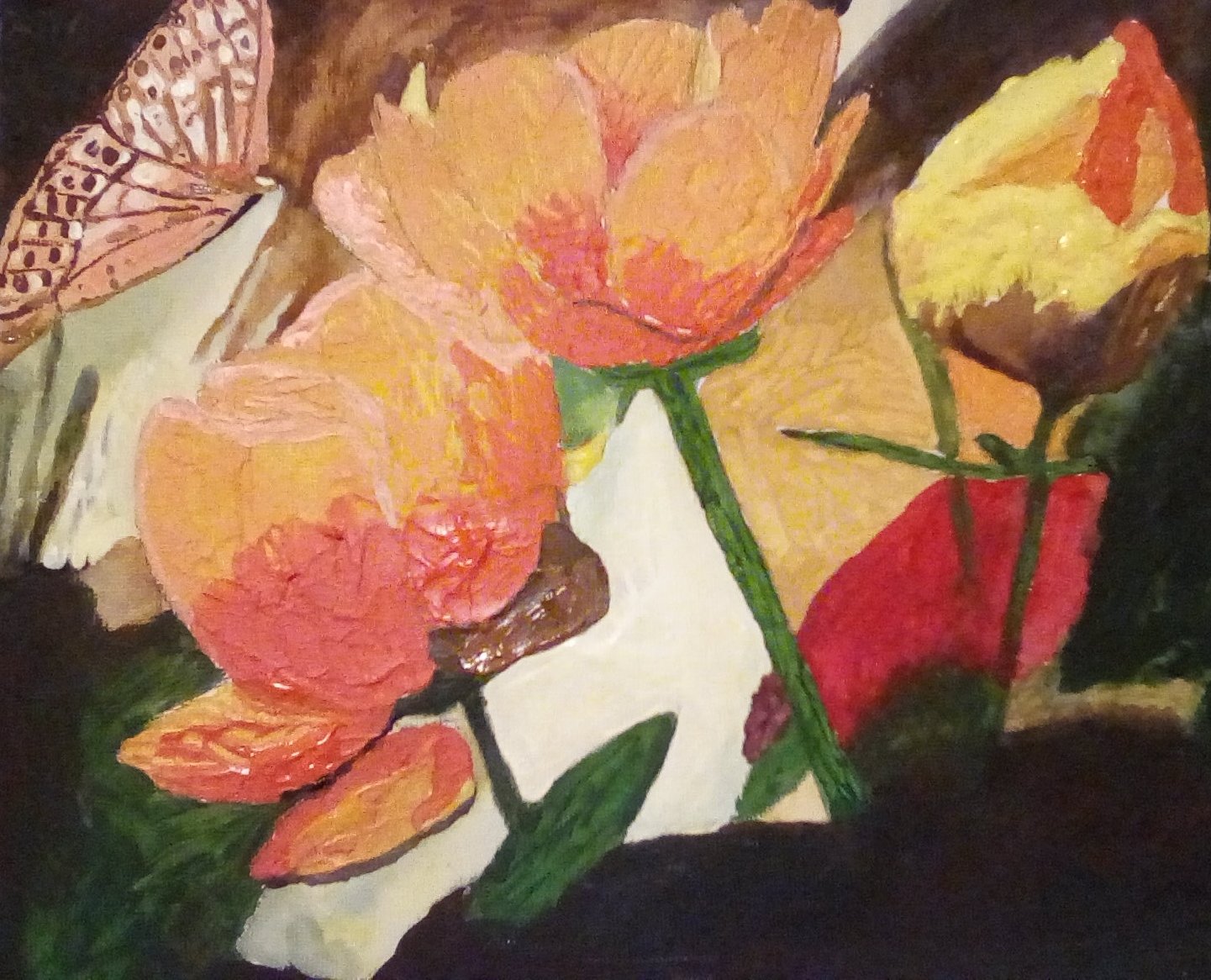 The finished painting of the flowers. 