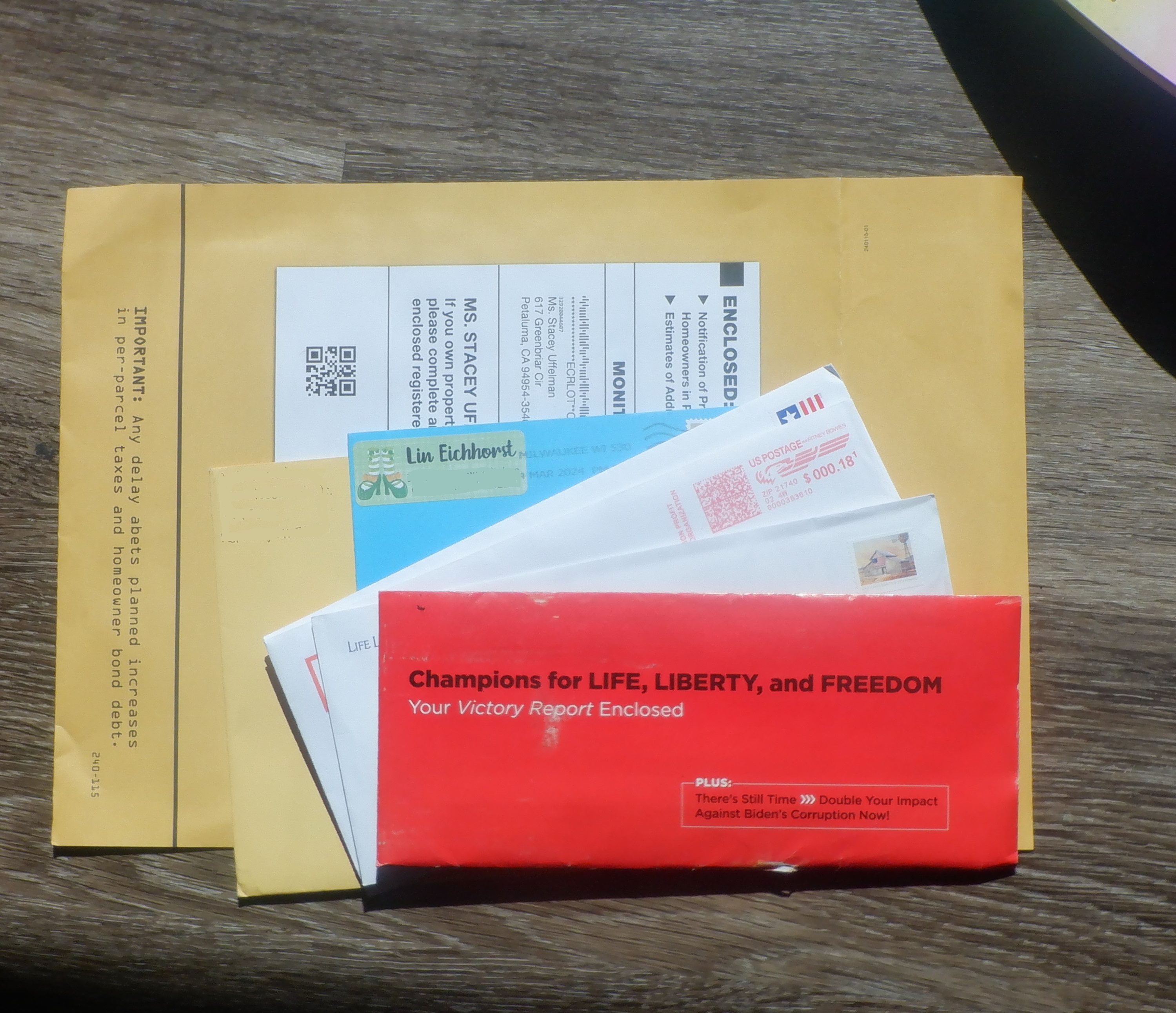 Photo I took of my mail Photo I took of my mail