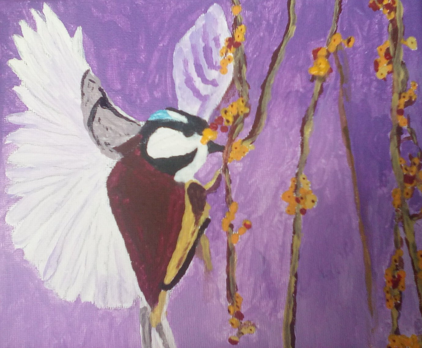 Finished hummingbird painting. Finished hummingbird painting.