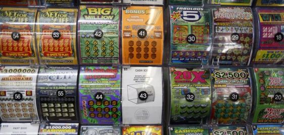 Image of lottery tickets in a rack in Michigan