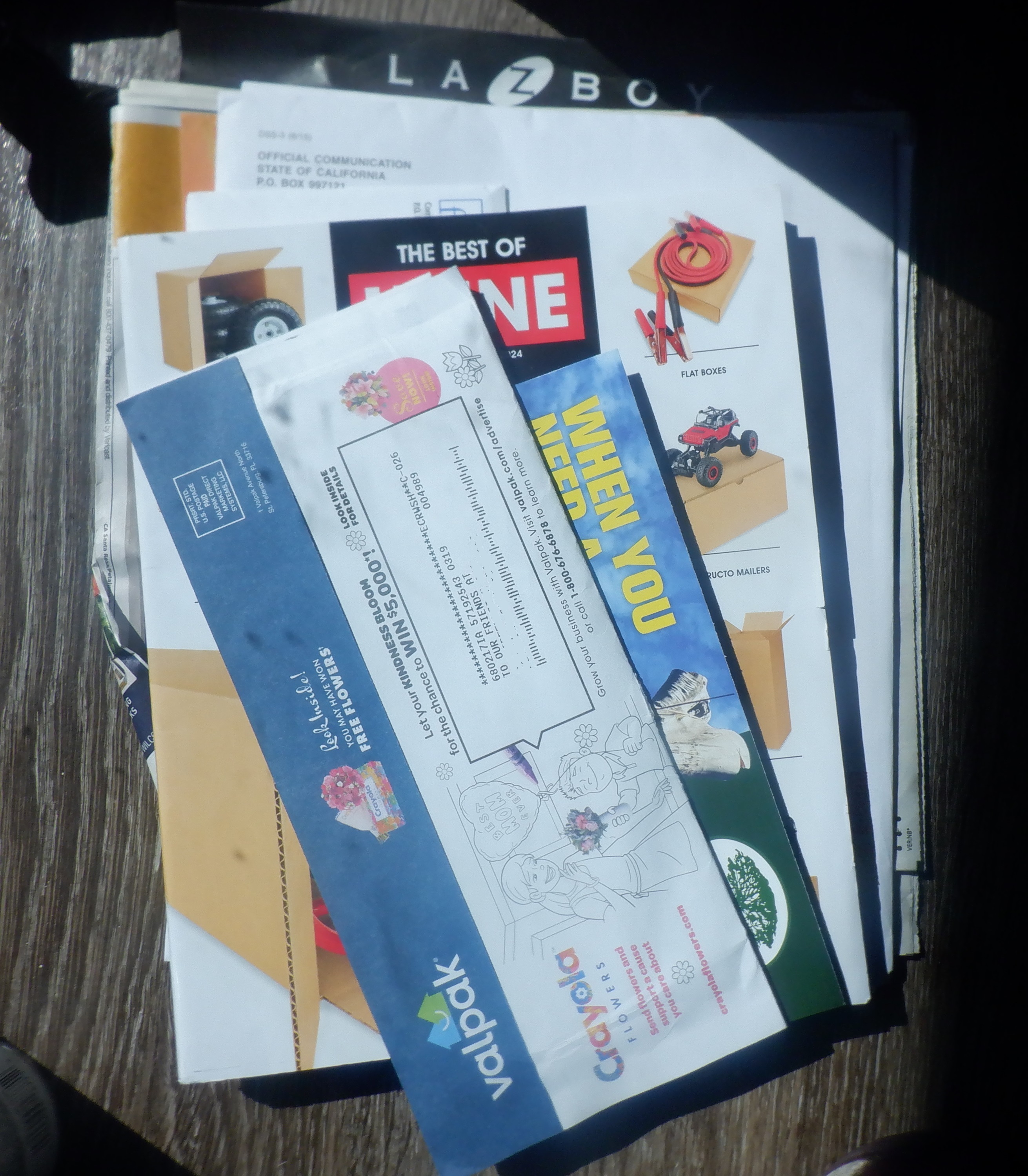 Photo I took of my exciting mail