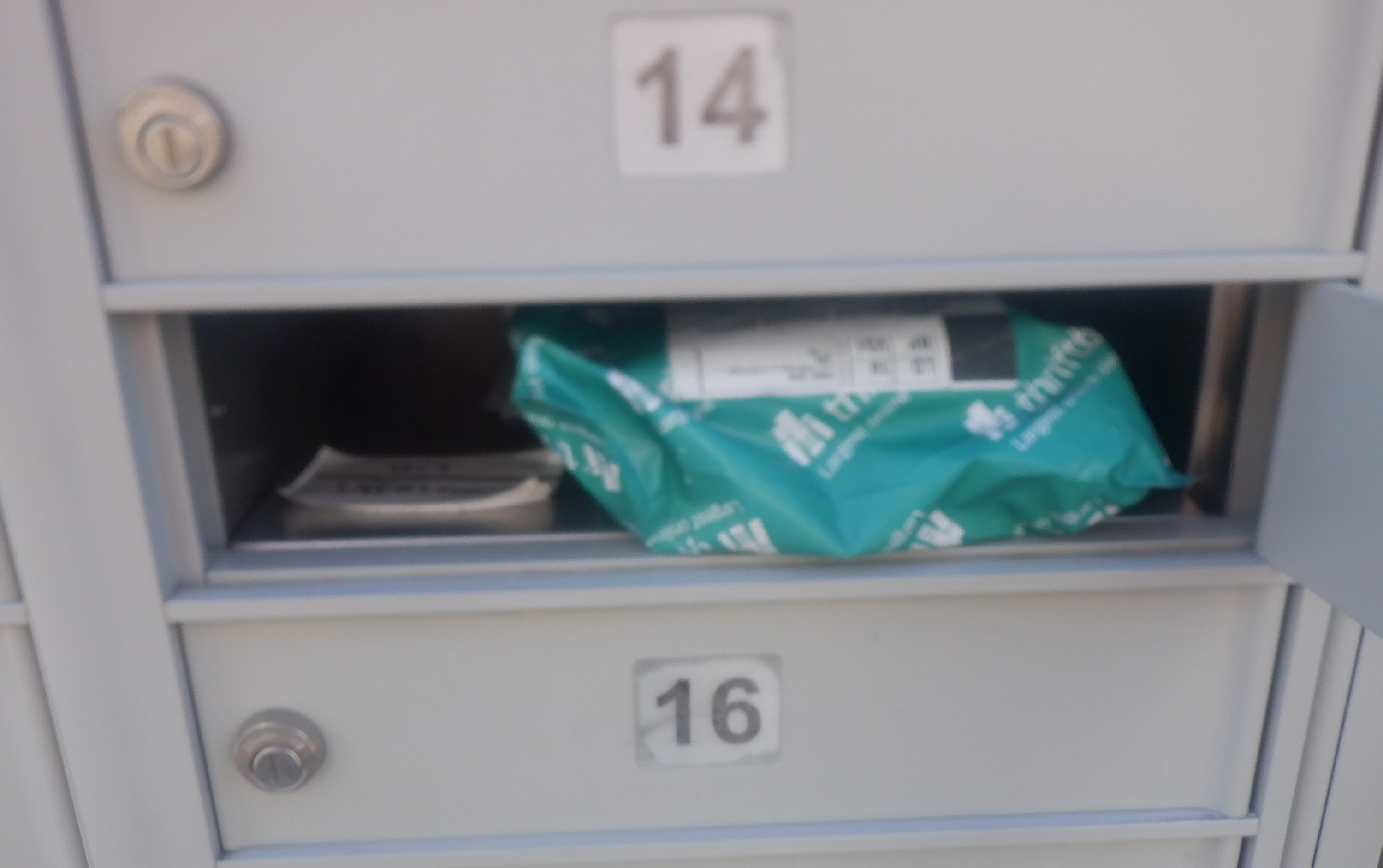Photo I took of the package (and the stuff hidden under/behind it) in my mailbox Photo I took of the package (and the stuff hidden under/behind it) in my mailbox