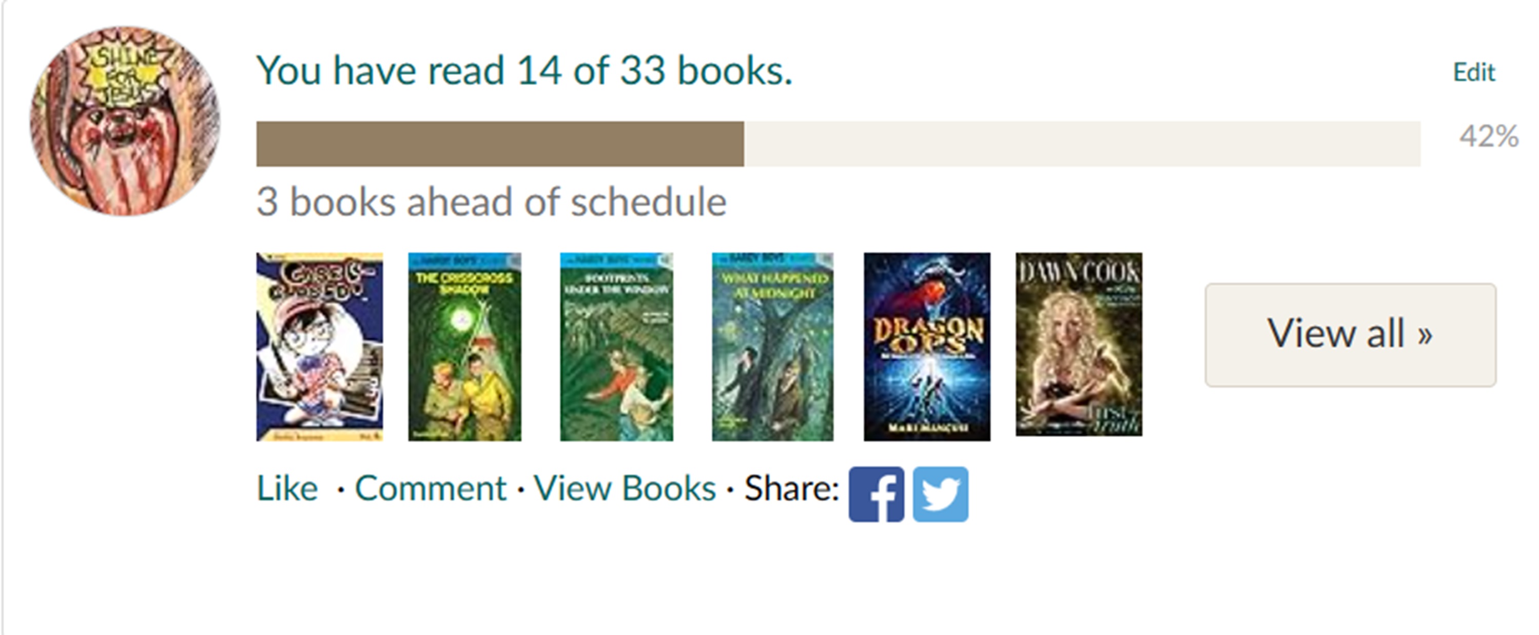 Screencap of my Good Reads page Screencap of my Good Reads page