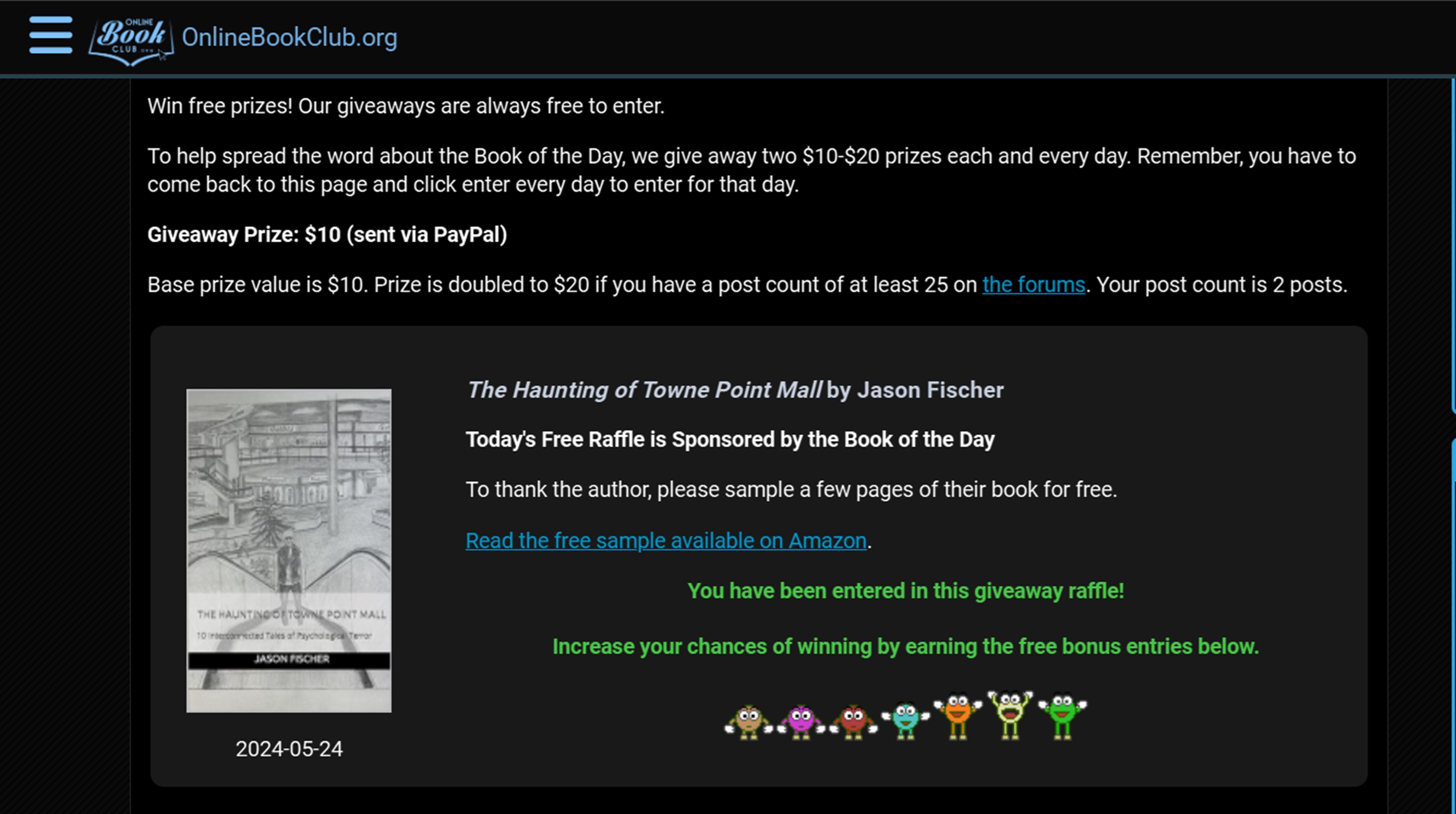 Screencap of Online Book Club site Book of the Month Screencap of Online Book Club site Book of the Month