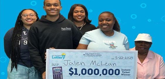 Jalen McLean and his family with a winning lottery ticket in North Carolina Jalen McLean and his family with a winning lottery ticket in North Carolina