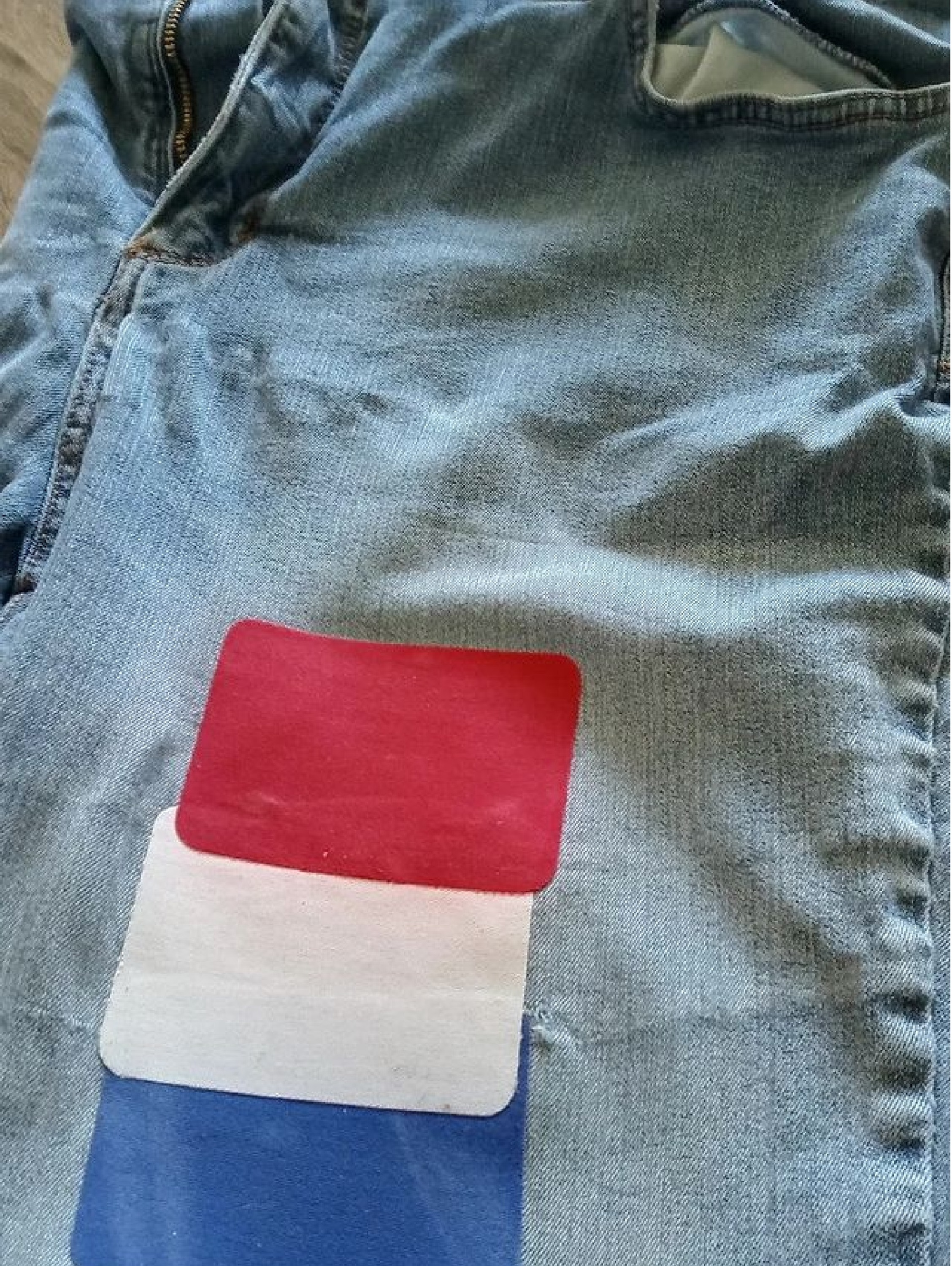 Photo I took of my patched jeans waiting 24 hours Photo I took of my patched jeans waiting 24 hours