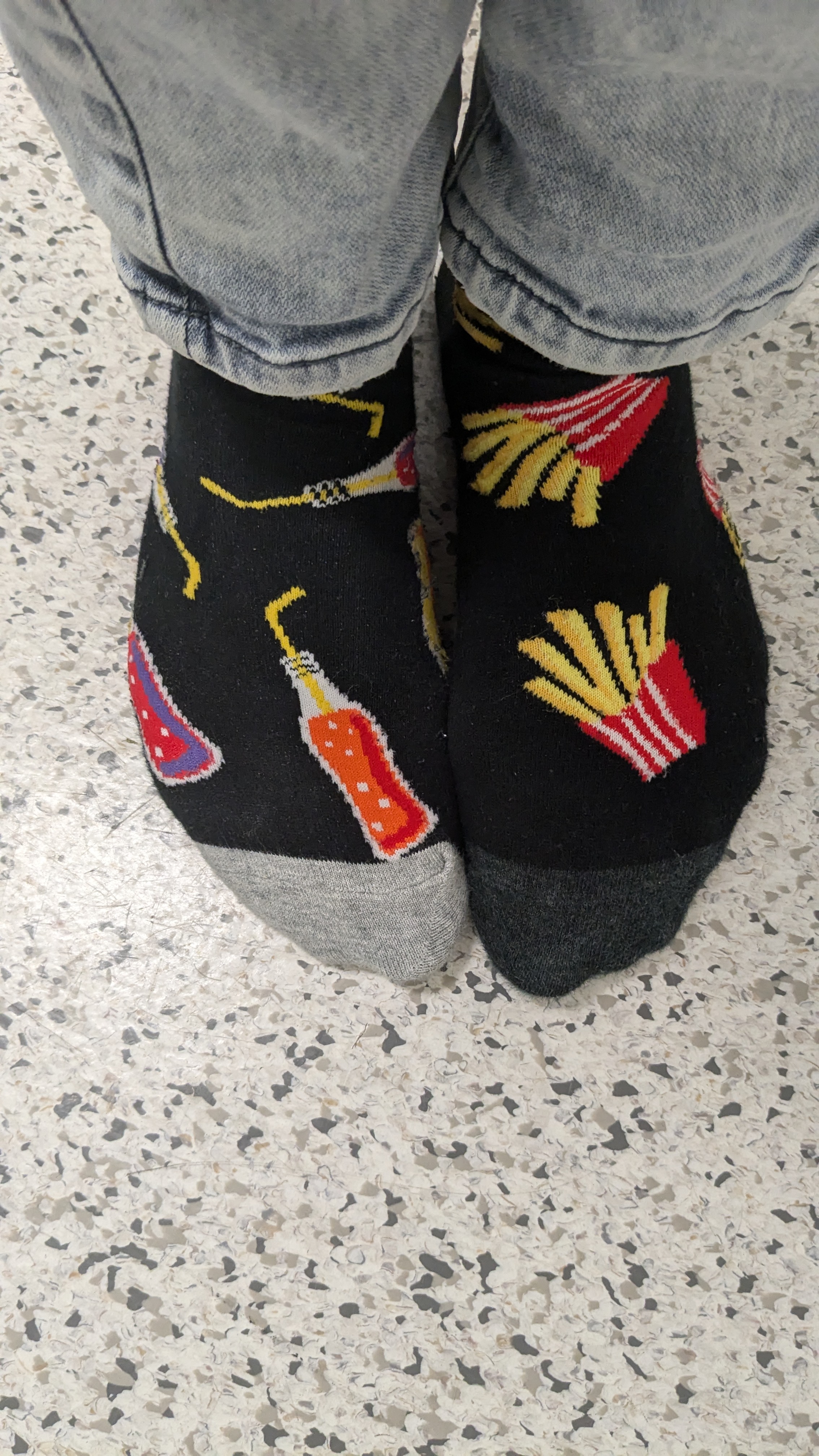 Mismatched socks. Mismatched socks.