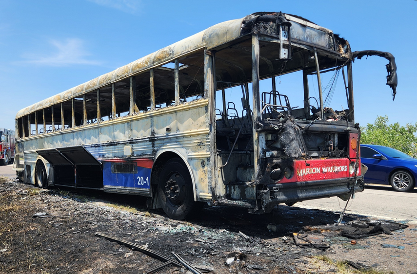 July 2024, bus fire, evacuation, on the road