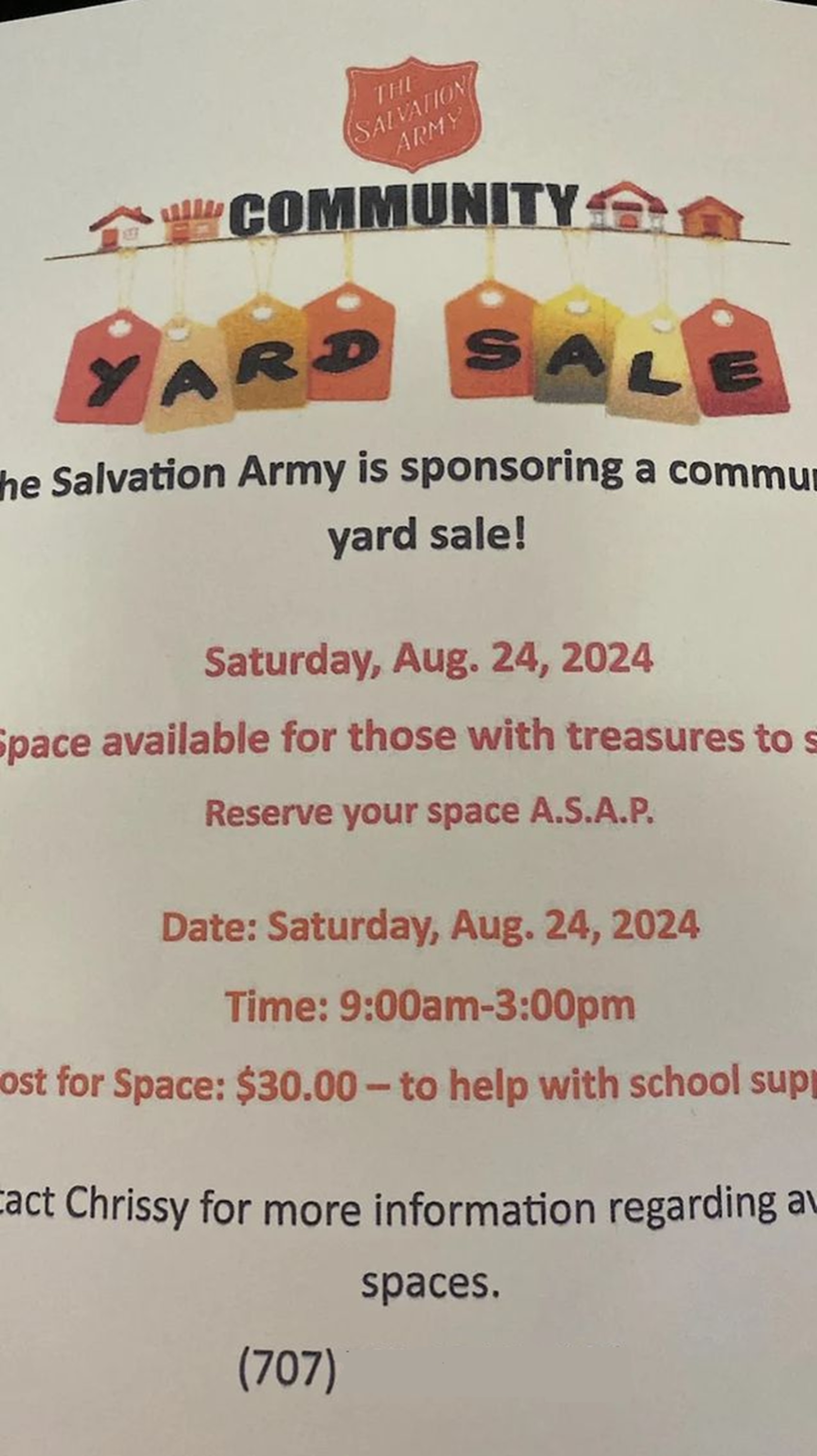 Flyer for Salvation Army Sale Flyer for Salvation Army Sale