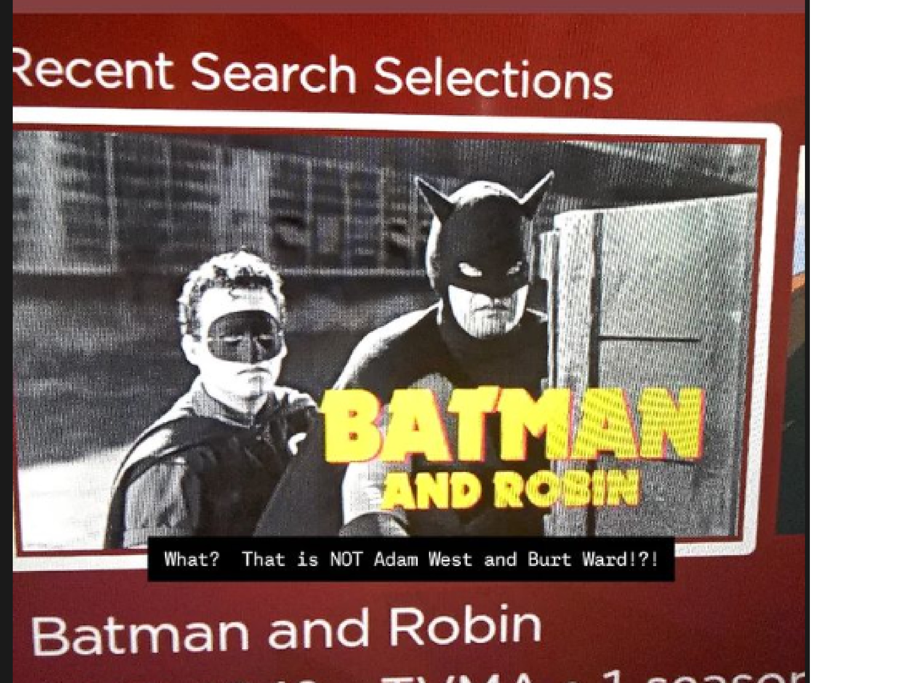 Photo I took of my TV with weird 1940&#039;s Batman