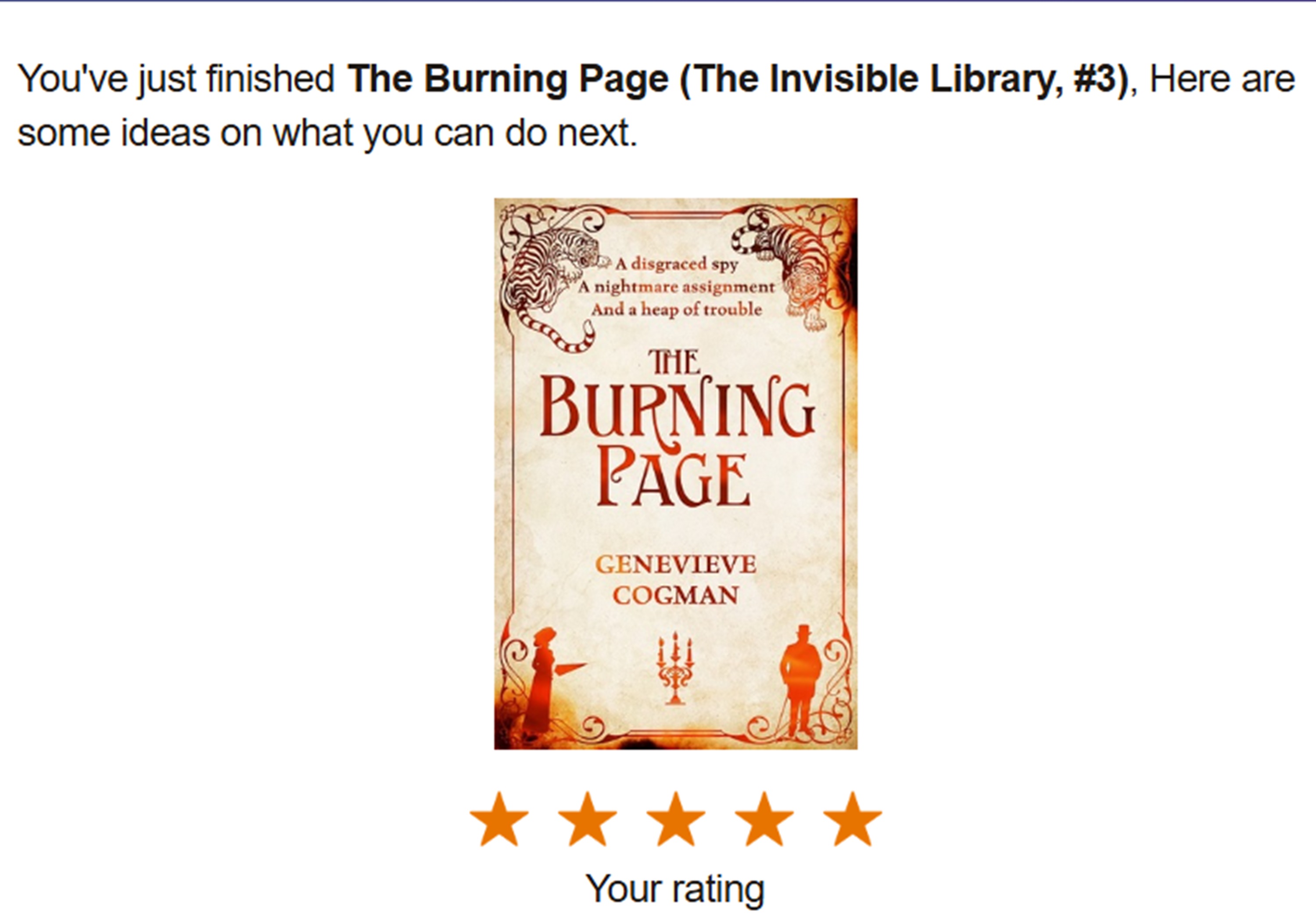 Screencap of goodreads email