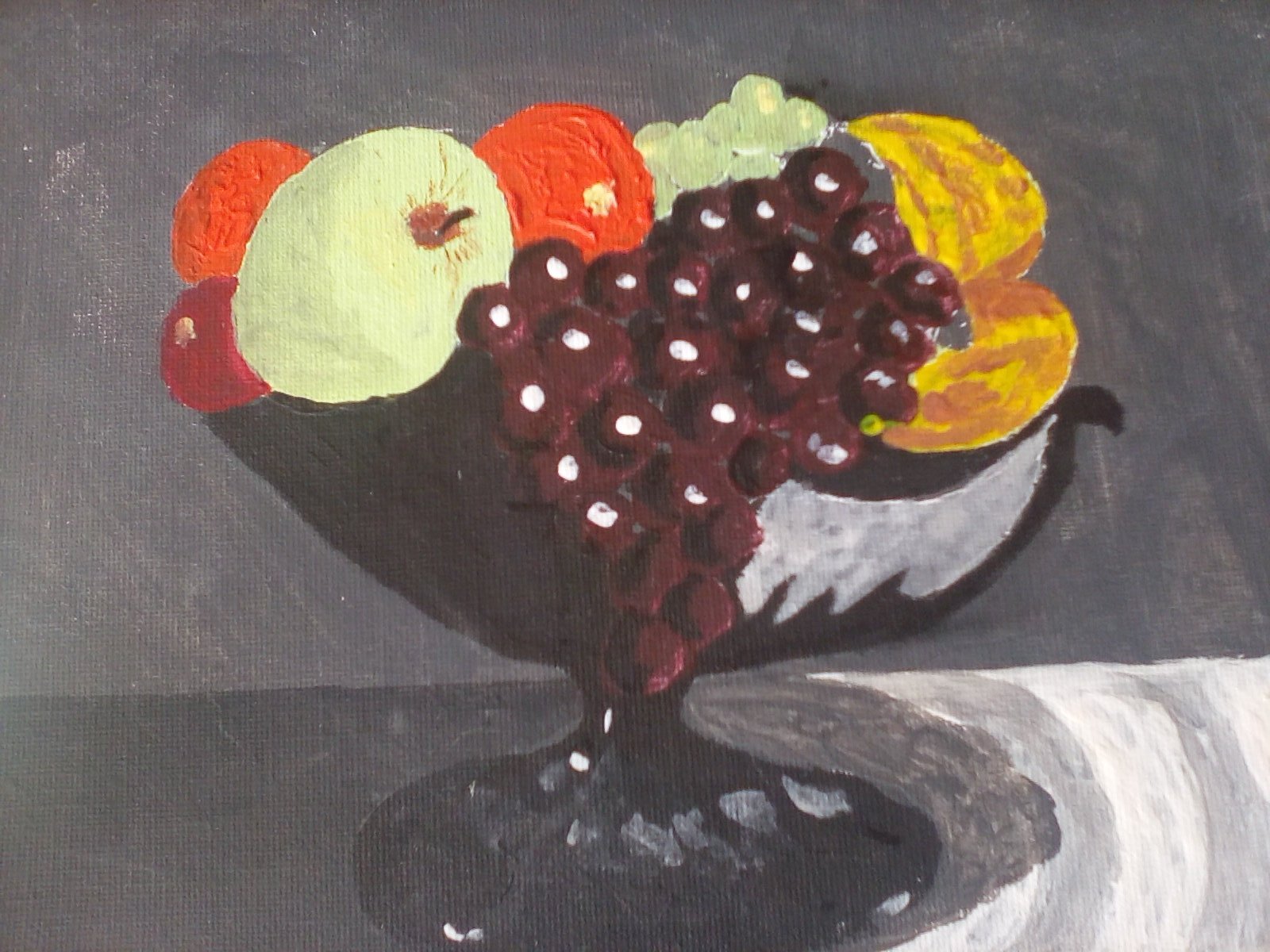 Bowl of fruit, acrylic painting.