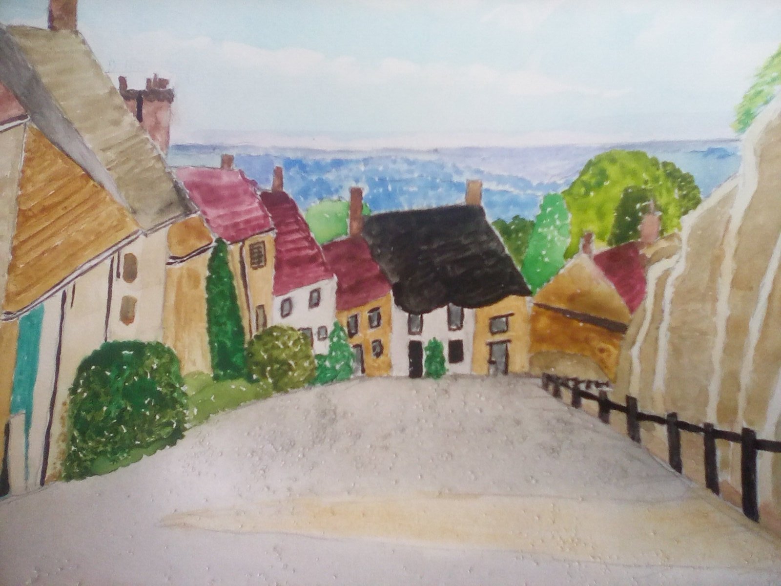 Street scene in watercolour Street scene in watercolour