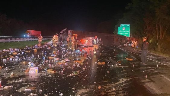 Tractor Trailer accident on Interstate 70 in Frederic County Maryland