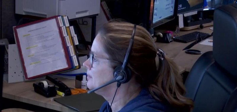 911 Dispatcher Kim Krause working in Shawano County Wisconsin