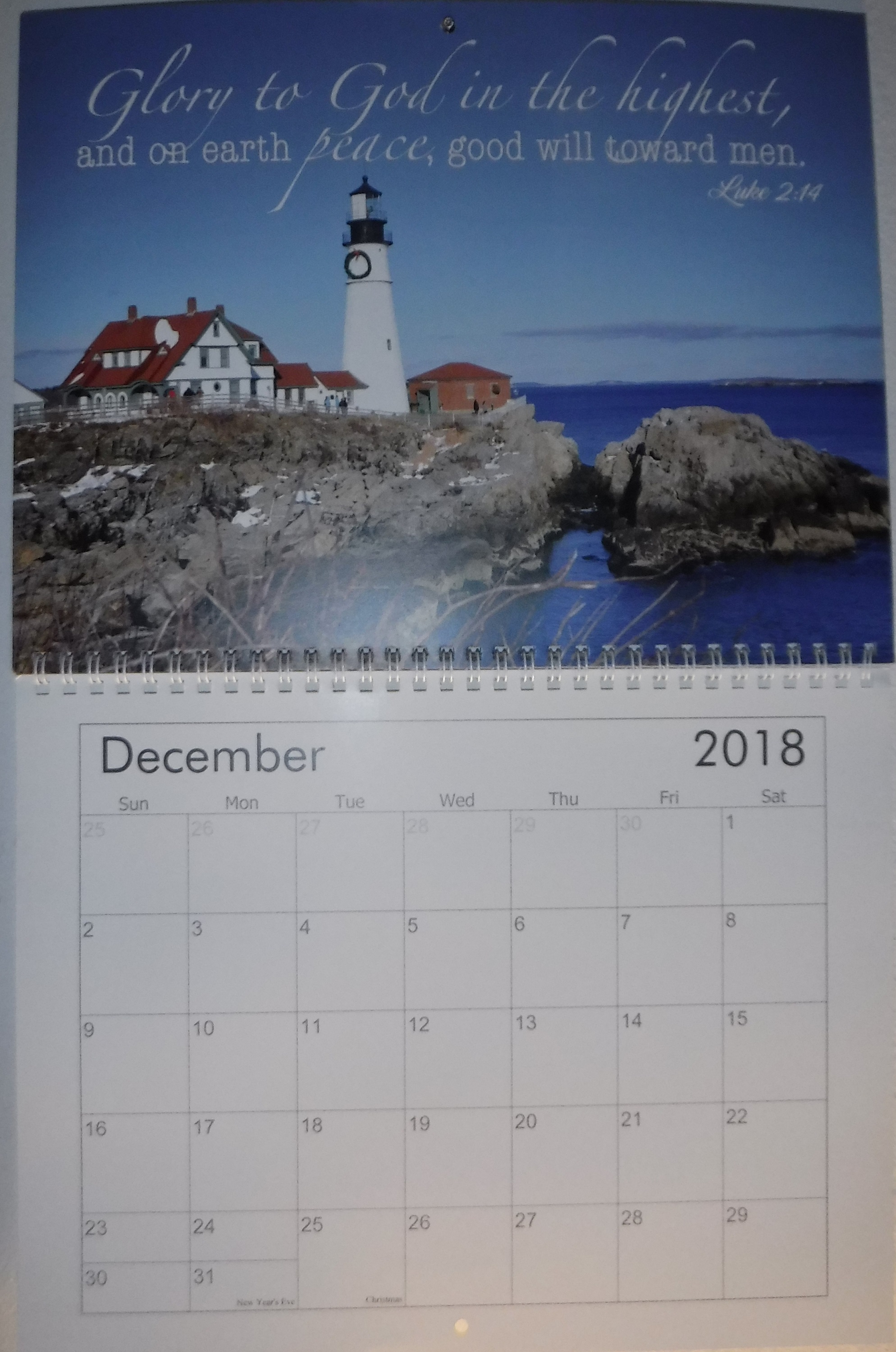 Photo I took of 2018 calendar