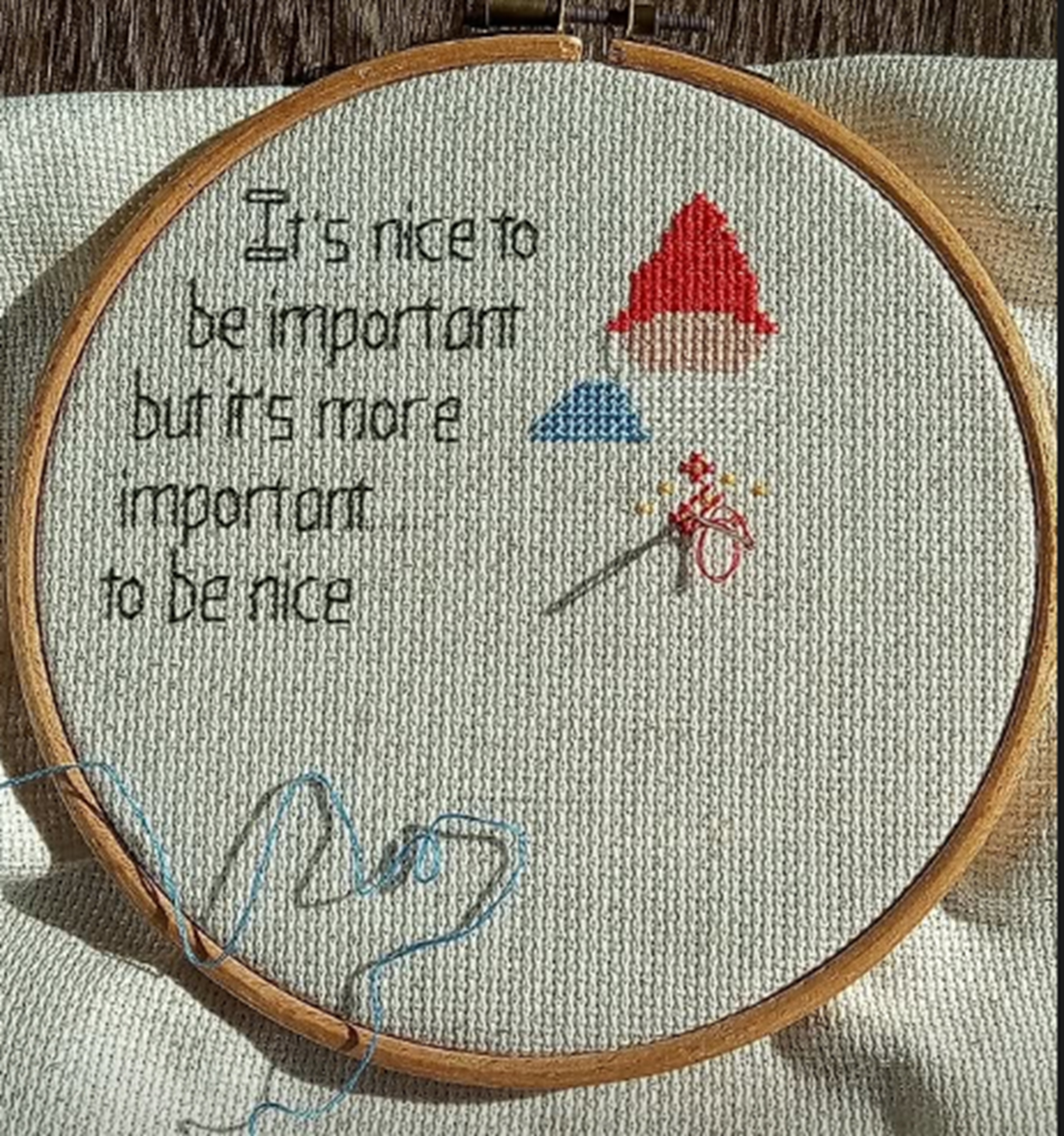 Gnome cross stitch so far 12-10-24 Gnome cross stitch so far 12-10-24