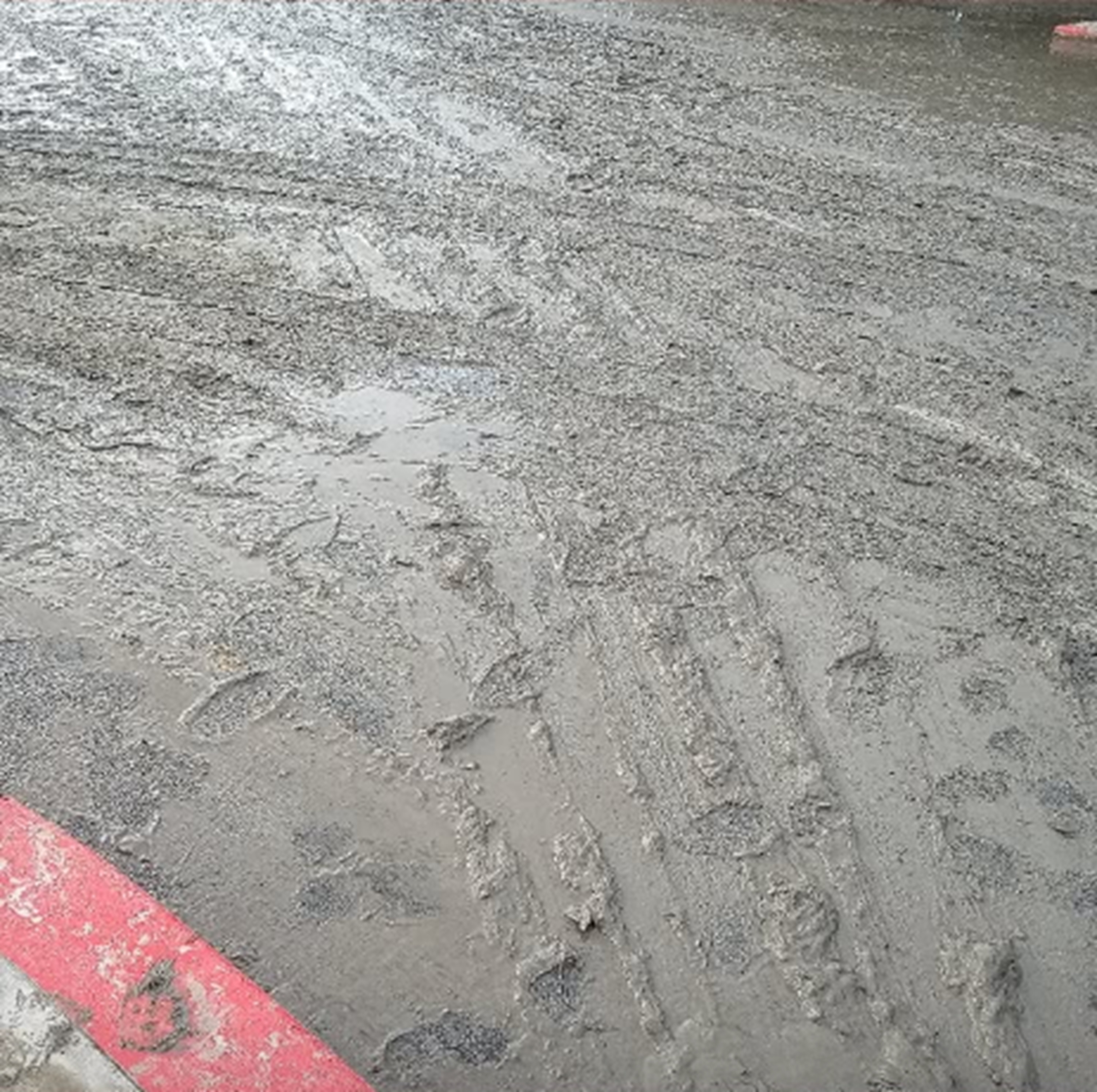 Photo I took of some of the mud on the ground before I tried walking on it. Photo I took of some of the mud on the ground before I tried walking on it.